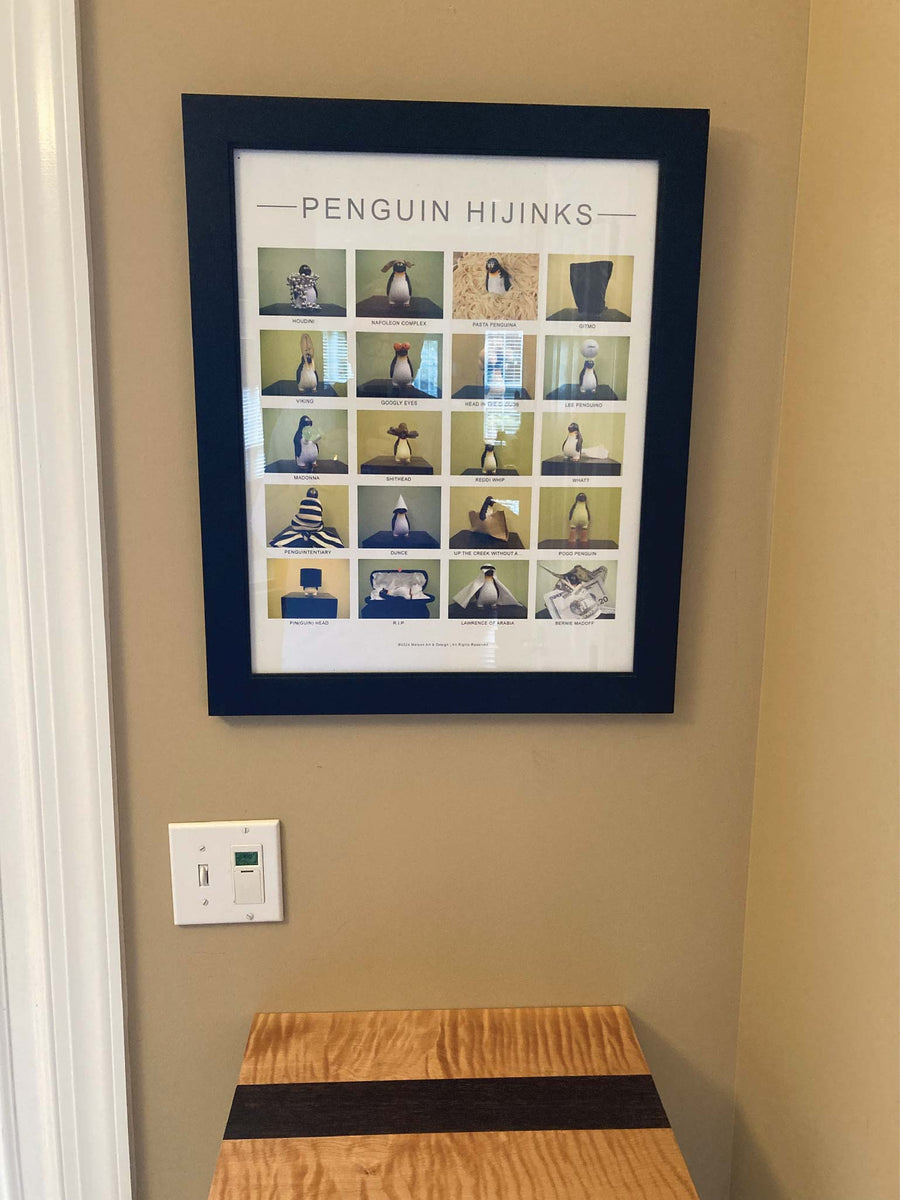 Penguin Hijinks' Artwork, Poster, Framed & Unframed, Wall Art