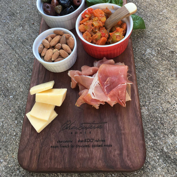 Large Charcuterie Board & Cutting Board, Rectangular, Cherry, Walnut.