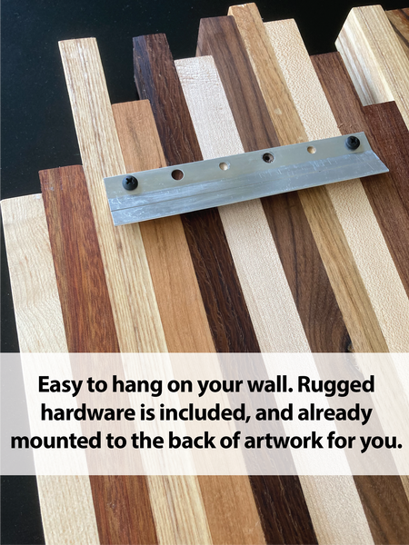 Staggered Wood Wall Artwork, 3D Hanging Art, Mid-Century Artwork