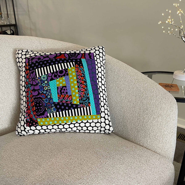 Couch Candy, Throw Pillows, Bold Fabric Collages, Playful, Splash Of Whimsy