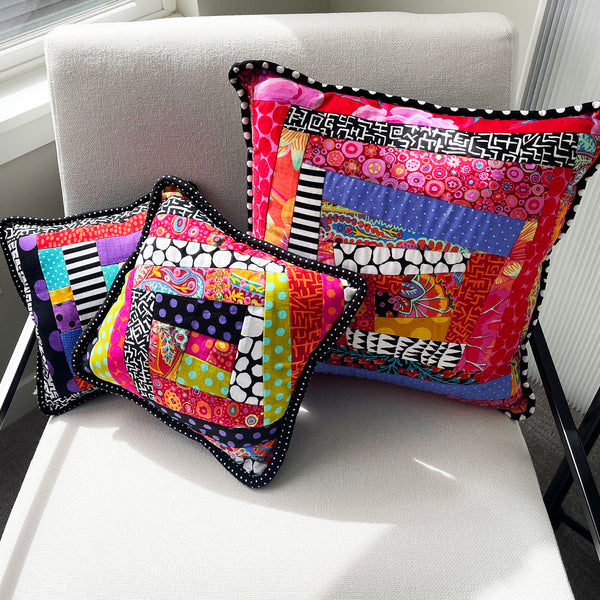 Couch Candy, Throw Pillows, Bold Fabric Collages, Playful, Splash Of Whimsy
