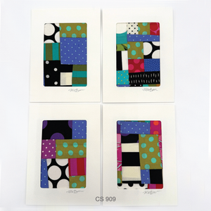 Notecard Set, Fabric Collage, One-of-a-Kind, With Envelopes, Greeting Cards, Handcrafted
