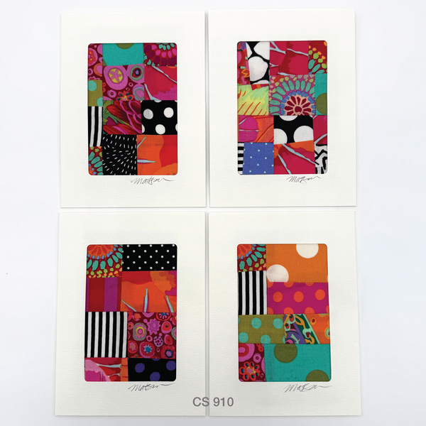 Notecard Set, Fabric Collage, One-of-a-Kind, With Envelopes, Greeting Cards, Handcrafted