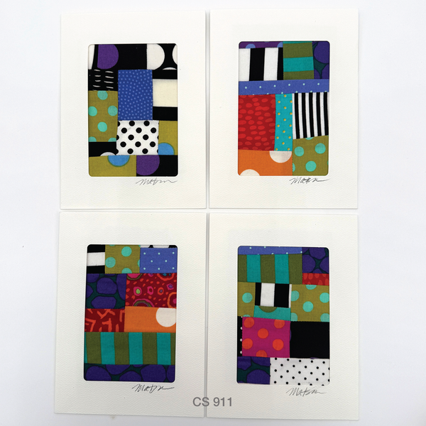 Notecard Set, Fabric Collage, One-of-a-Kind, With Envelopes, Greeting Cards, Handcrafted