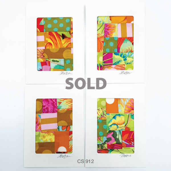 Notecard Set, Fabric Collage, One-of-a-Kind, Greeting Cards, Handcrafted, With Envelopes