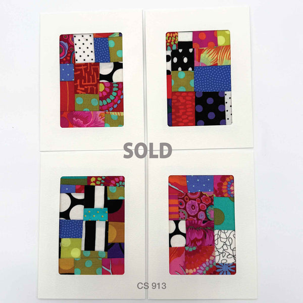 Notecard Set, Fabric Collage, One-of-a-Kind, Greeting Cards, Handcrafted, With Envelopes