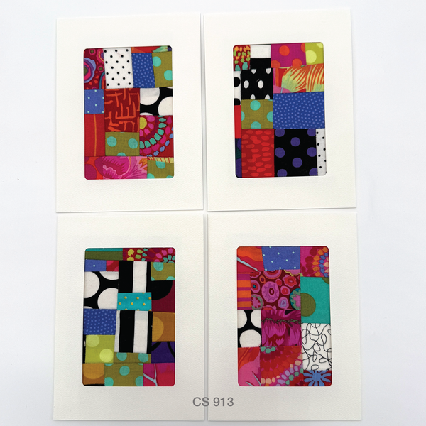 Notecard Set, Fabric Collage, One-of-a-Kind, With Envelopes, Greeting Cards, Handcrafted