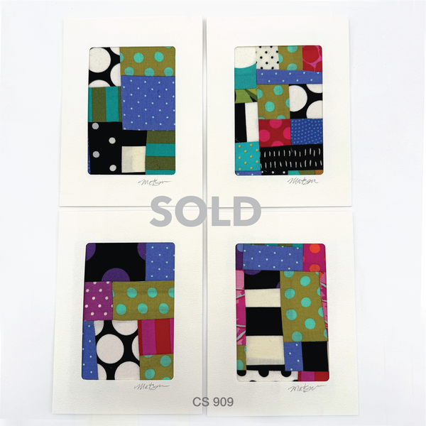 Notecard Set, Fabric Collage, One-of-a-Kind, Greeting Cards, Handcrafted, With Envelopes