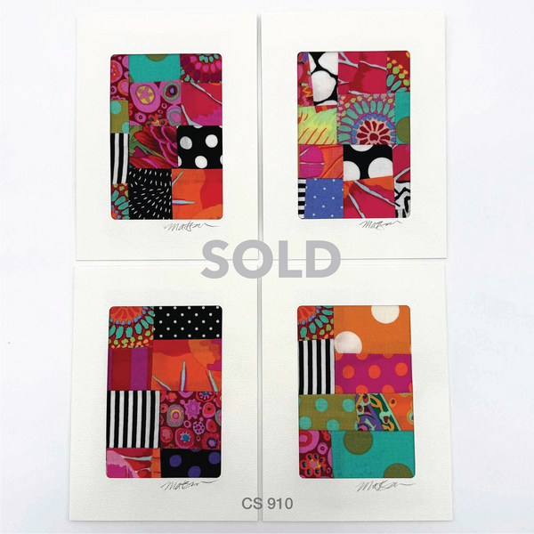 Notecard Set, Fabric Collage, One-of-a-Kind, Greeting Cards, Handcrafted, With Envelopes