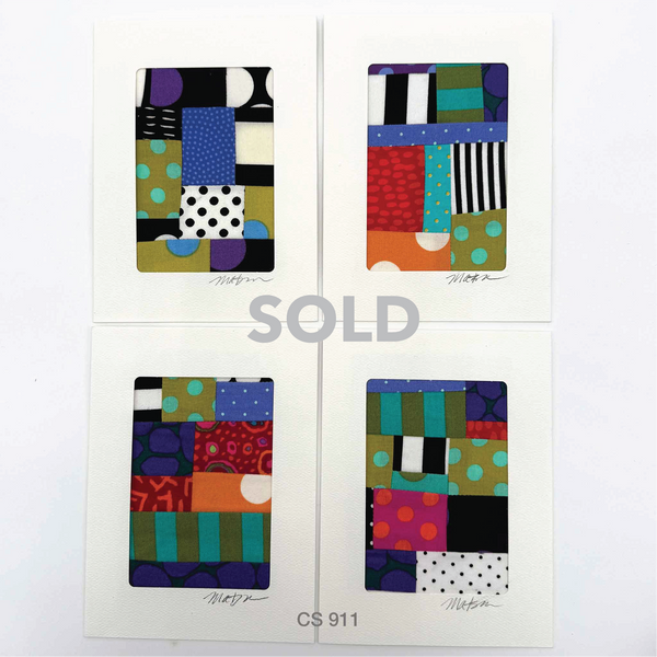 Notecard Set, Fabric Collage, One-of-a-Kind, Greeting Cards, Handcrafted, With Envelopes