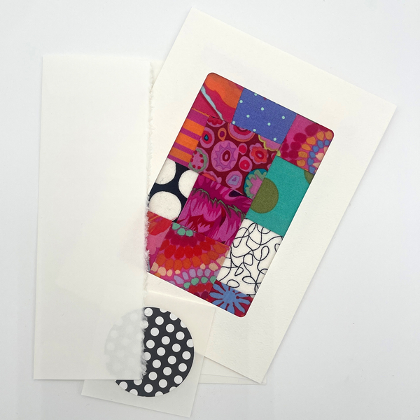 Notecard Set, Fabric Collage, One-of-a-Kind, With Envelopes, Greeting Cards, Handcrafted