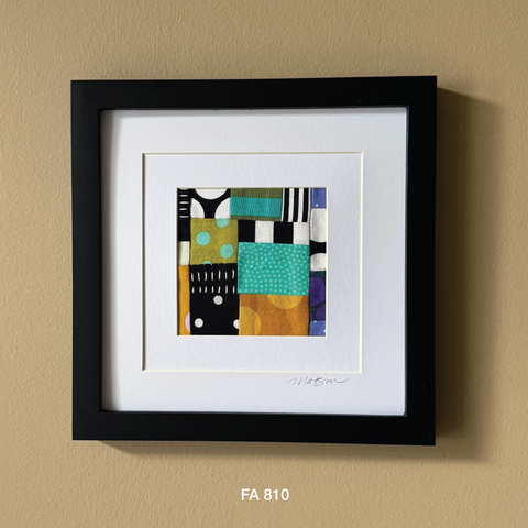 Framed Fabric Collage Artwork, Home Decor, Hand Sewn, Colorful Fabric Wall Art, Abstract