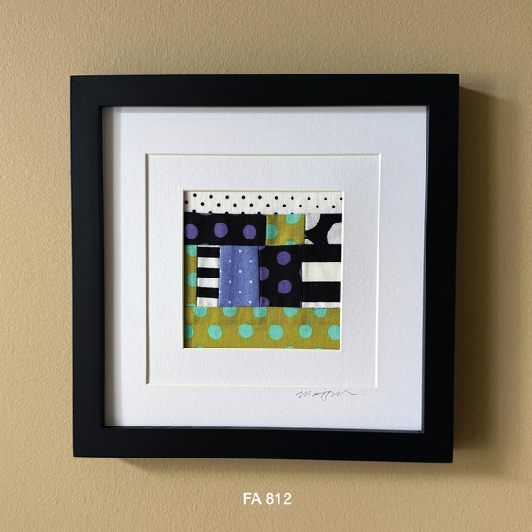 Framed Fabric Collage Artwork, Home Decor, Hand Sewn, Colorful Fabric Wall Art, Abstract