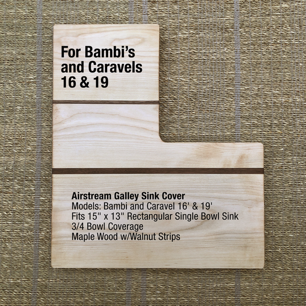 Airstream Bambi Sink Cover, Wood, For One Bowl of 27' x 16' Double Sinks