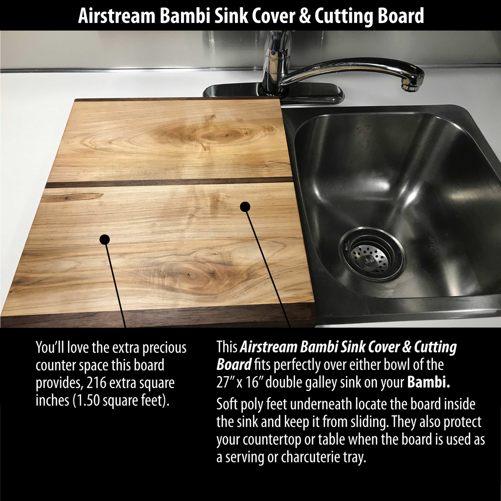 Airstream Bambi Sink Cover, Wood, For One Bowl of 27' x 16' Double