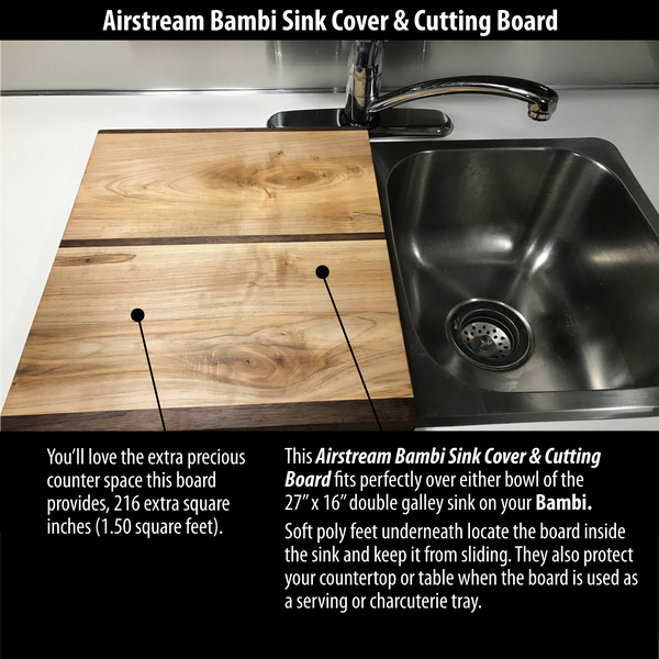 Airstream Bambi Cutting Board & Sink Cover, Wood, For 27" x 16" Double Sinks - Shop Matson